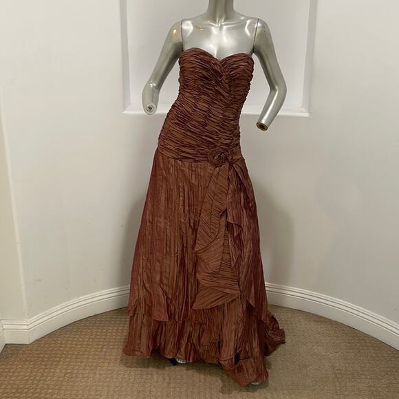 BICICI Cooper Strapless Crinkled Gown Formal Special Occasion Prom Size S - Picture 1 of 16